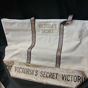 Victoria's Secret White and Gold Glitter Tote